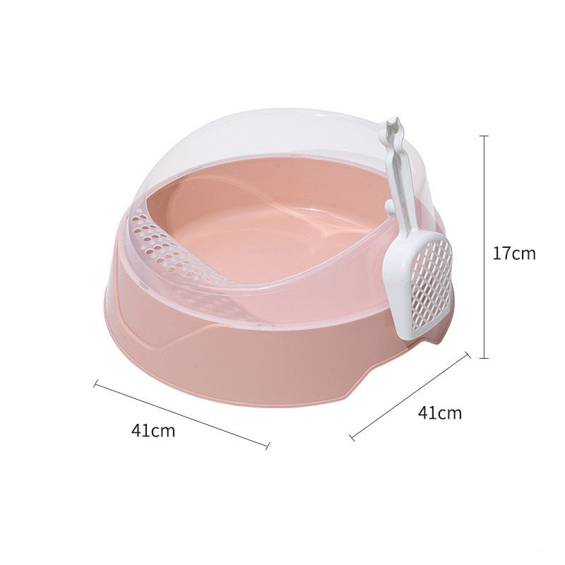 Large Semi-Enclosed Cat Litter Box with Shovel
